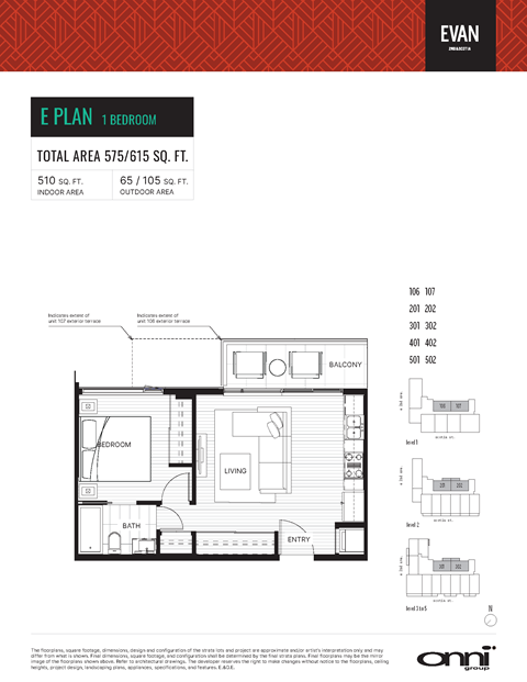 Floor plan for 1 bed, 1 bath, 512 sqft